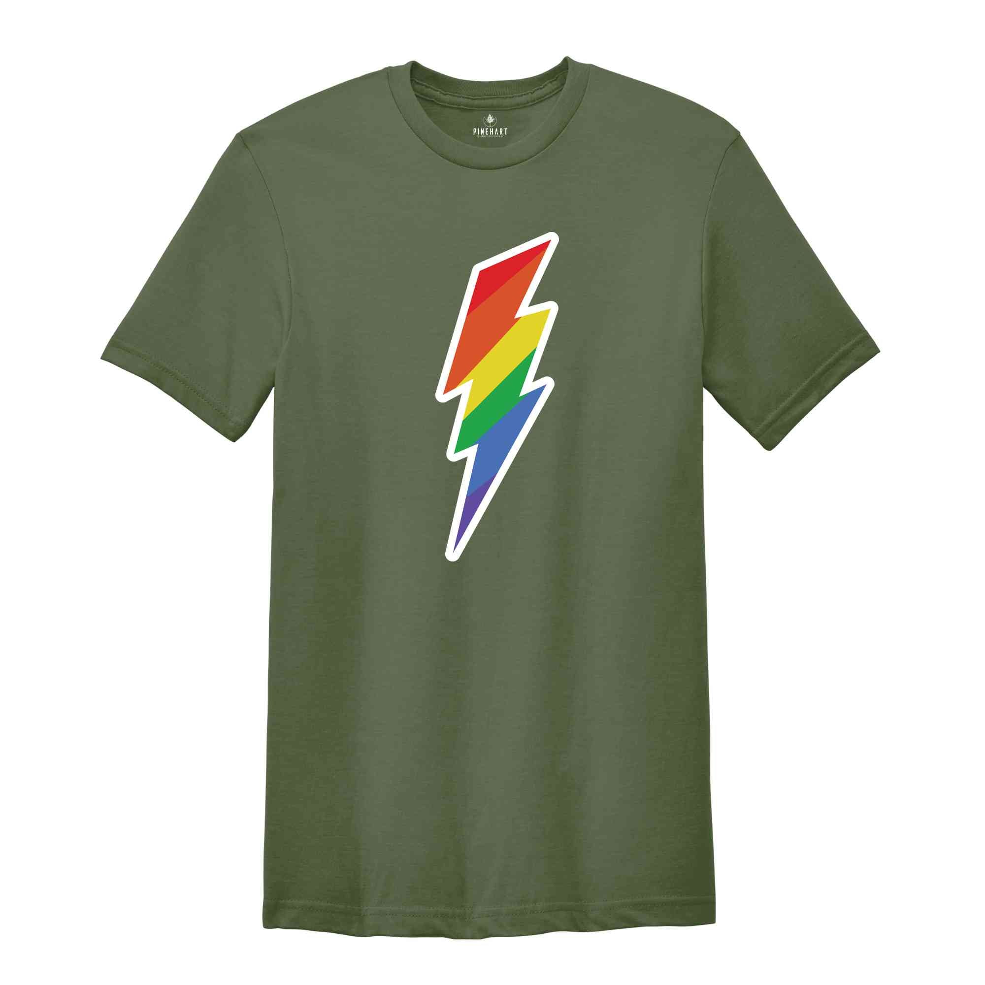 Rainbow Lightning Shirt, Lgbt Pride Shirt, Gay Pride Shirt, Pride Parade Shirt, Equality Shirt, Love is Love Shirt, Activism Shirt