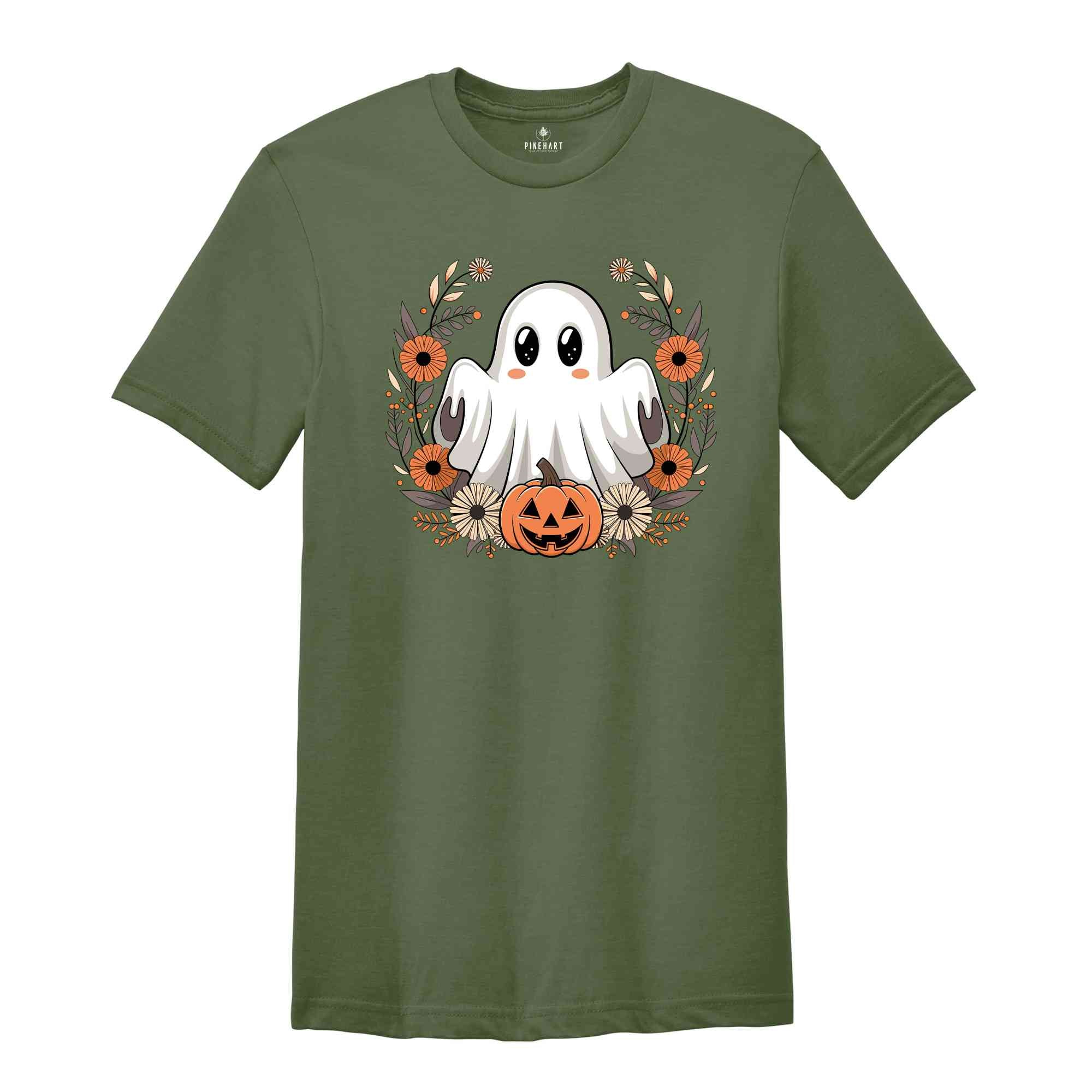 Floral Ghost Shirt, Vintage Floral Ghost Halloween Shirt, Flower Halloween Shirt, Cute Ghost Shirt, Fall Shirt, Vintage Ghost Shirt