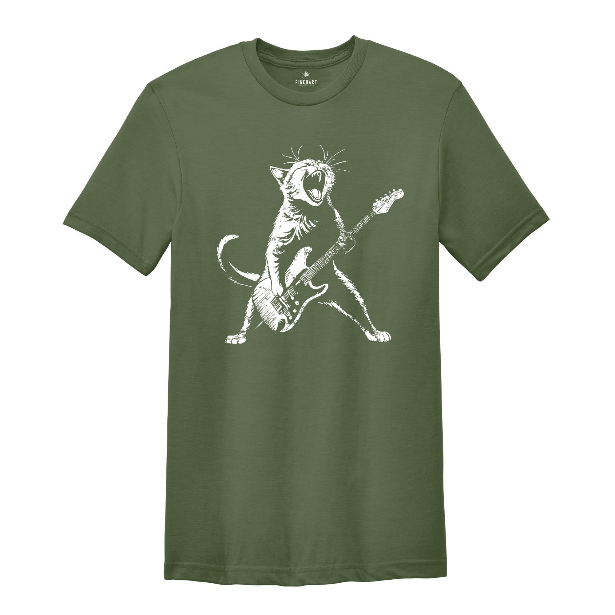 Cat Guitar Shirt, Music Shirt, Guitar Shirt, Cat Shirt, Cat Lover Shirt, Guitar Lover Shirt, Funny Cat Shirt, Cat Music Shirt, Cool Cat Tee