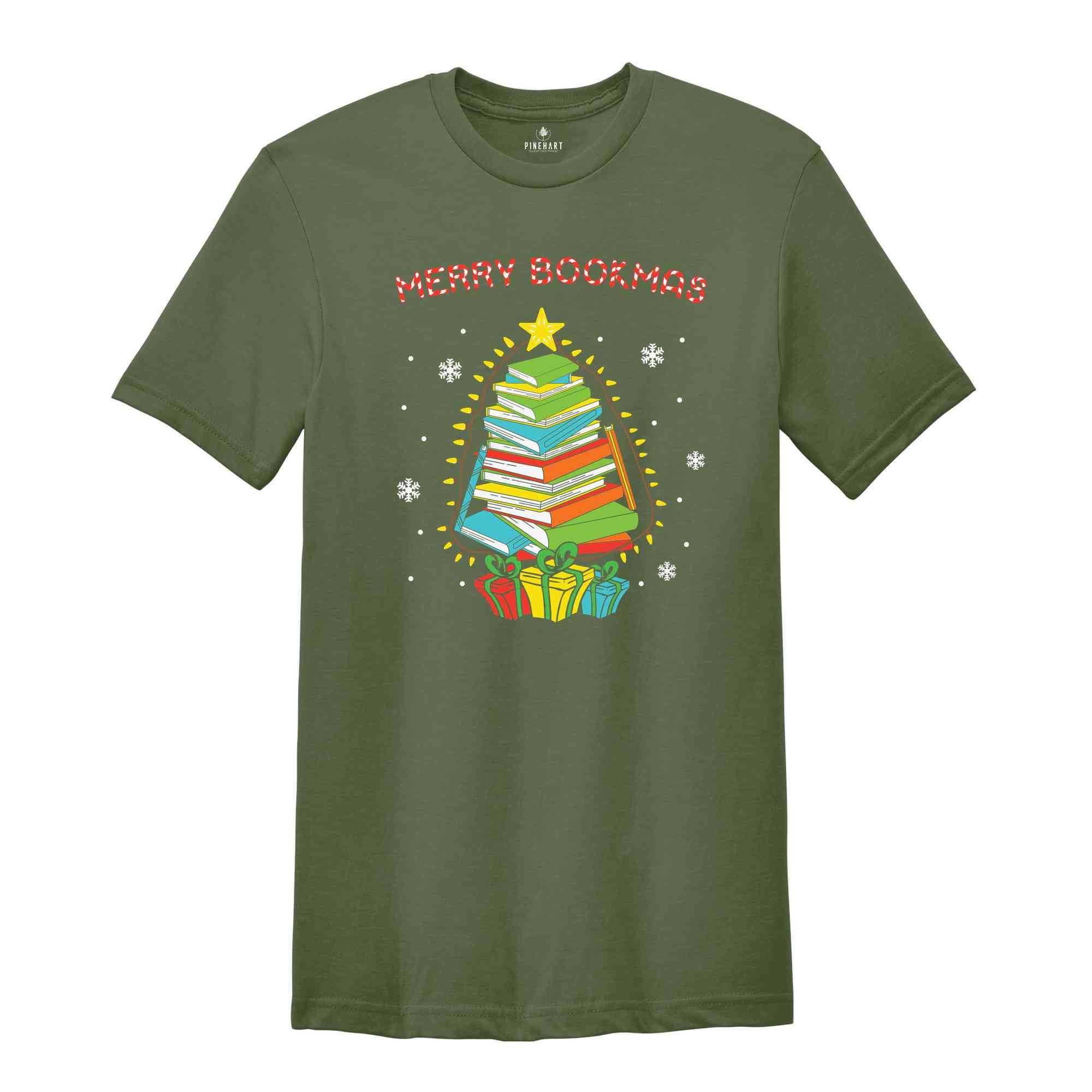 Merry Bookmas Shirt, Book Lover Christmas Shirt, Reading Shirt, Bookworm Shirt, Christmas Gift, New Year Shirt, Christmas Party Shirt