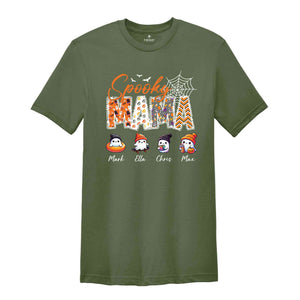 Spooky Mama Custom Shirt, Kids Names Halloween Shirt, Retro Halloween Shirt, Mother Custom Name Shirt, Halloween Mom Shirt, Halloween Shirt