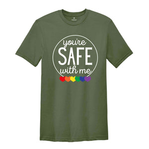 You're Safe with Me Shirt, Proud Ally Shirt, Lgbt Support Tees, Pride Month Shirt, Bisexual Shirt, Equal Rights Shirt