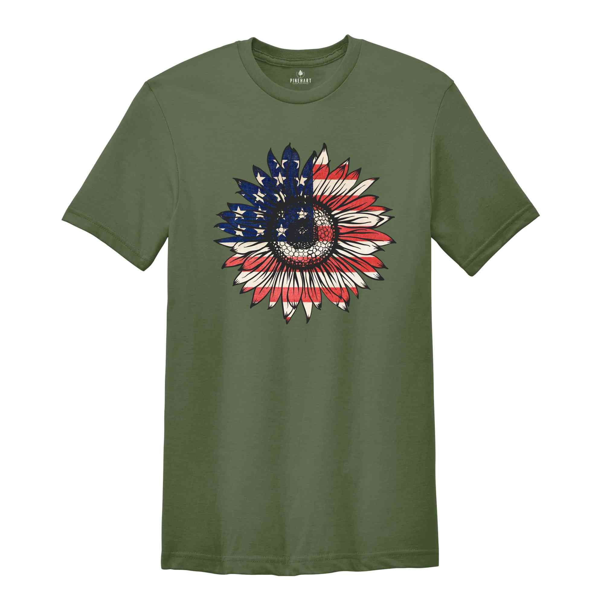 American Sunflower Shirt, 4th Of July Shirt, USA Shirt, Patriotic Shirt, Independence Day Shirt, Red White And Blue, Fourth Of July