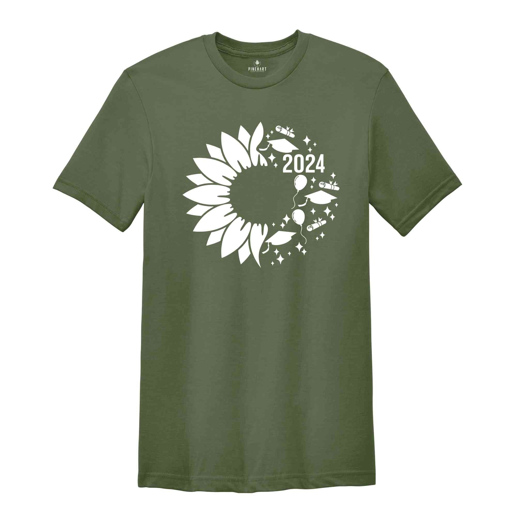 Senior 2024 Sunflower T-Shirt, Graduation 2024 Shirt, Graduation Gift, Class of Shirts 2024, Grad Of 2024 Tee, Last Day of School