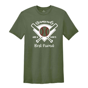 Baseball Shirt Women, Softball Shirts, Womans Cute Shirt, Baseball Shirts With Sayings, Cute Softball Tees, Diamonds Are A Girls Best Friend