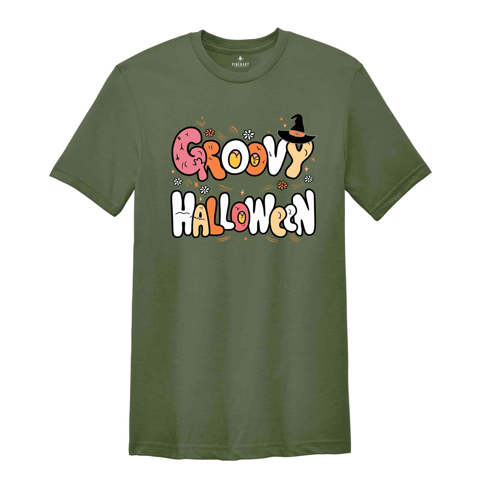 Groovy Halloween Shirt, Retro Halloween Shirt, Spooky Season Shirt, Cute Ghost Shirt, Fall Rainbow Shirt, Autumn Shirt, Halloween Shirt