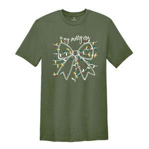 In My Merry Era Shirt, Christmas Coquette Bow Shirt, Christmas Lights Shirt, Christmas Gift, Girls Christmas Tee