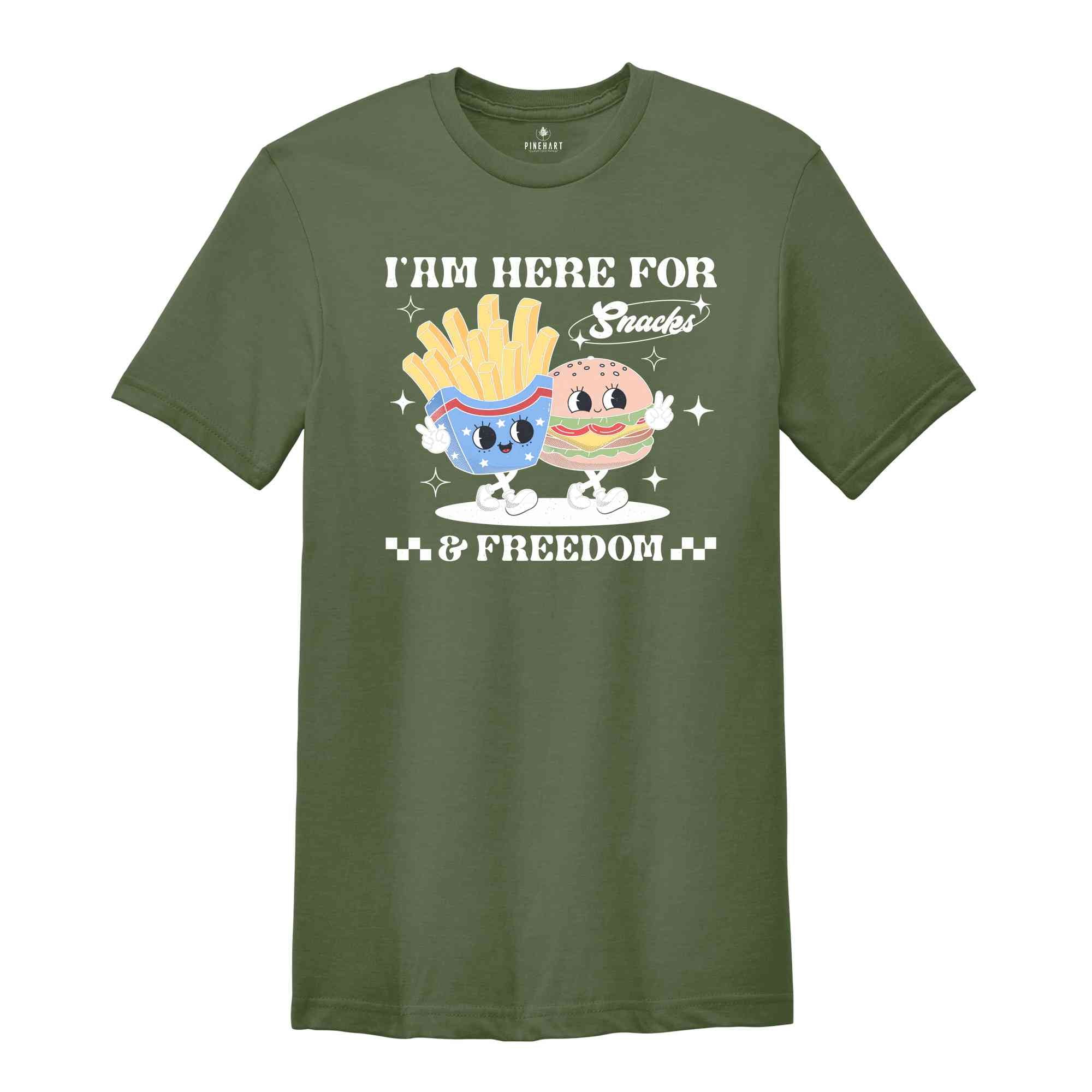 I Am Here For Snacks & Freedom Shirt, Independence Day Shirt, Memorial Day Shirt, Republican Shirt, 1776 America, Retro America Shirt