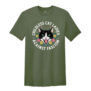 Childless Cat Lady Against Fascism Shirt, Feminist Shirt, Vote 2024, Cat Lady Shirt, Women Rights Shirt, Liberal Shirts, Anti Trump Shirt