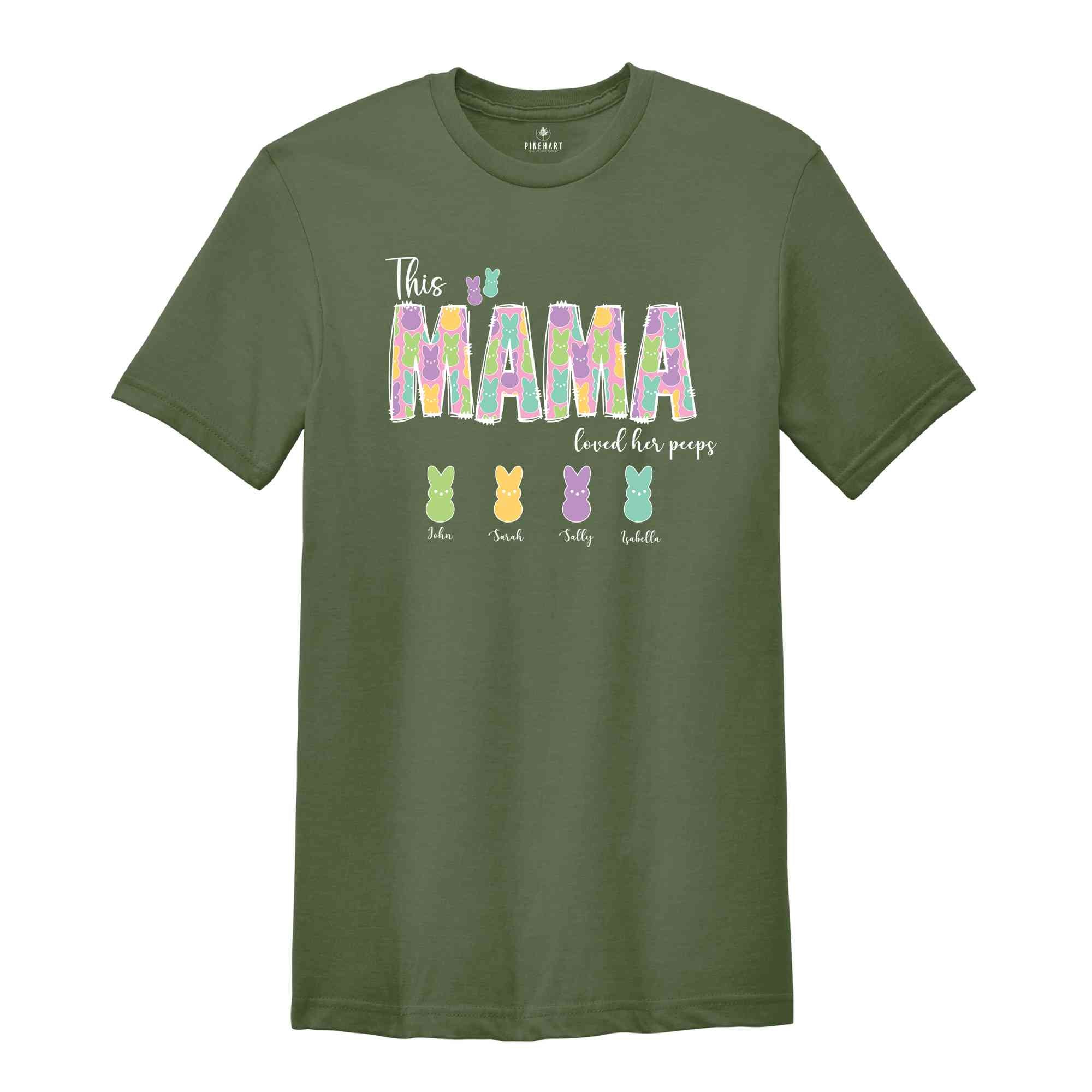 This Mama Loves Her Peeps Custom Name Easter Shirt, Personalized Easter Peeps Name Shirt, Easter Mom Shirt