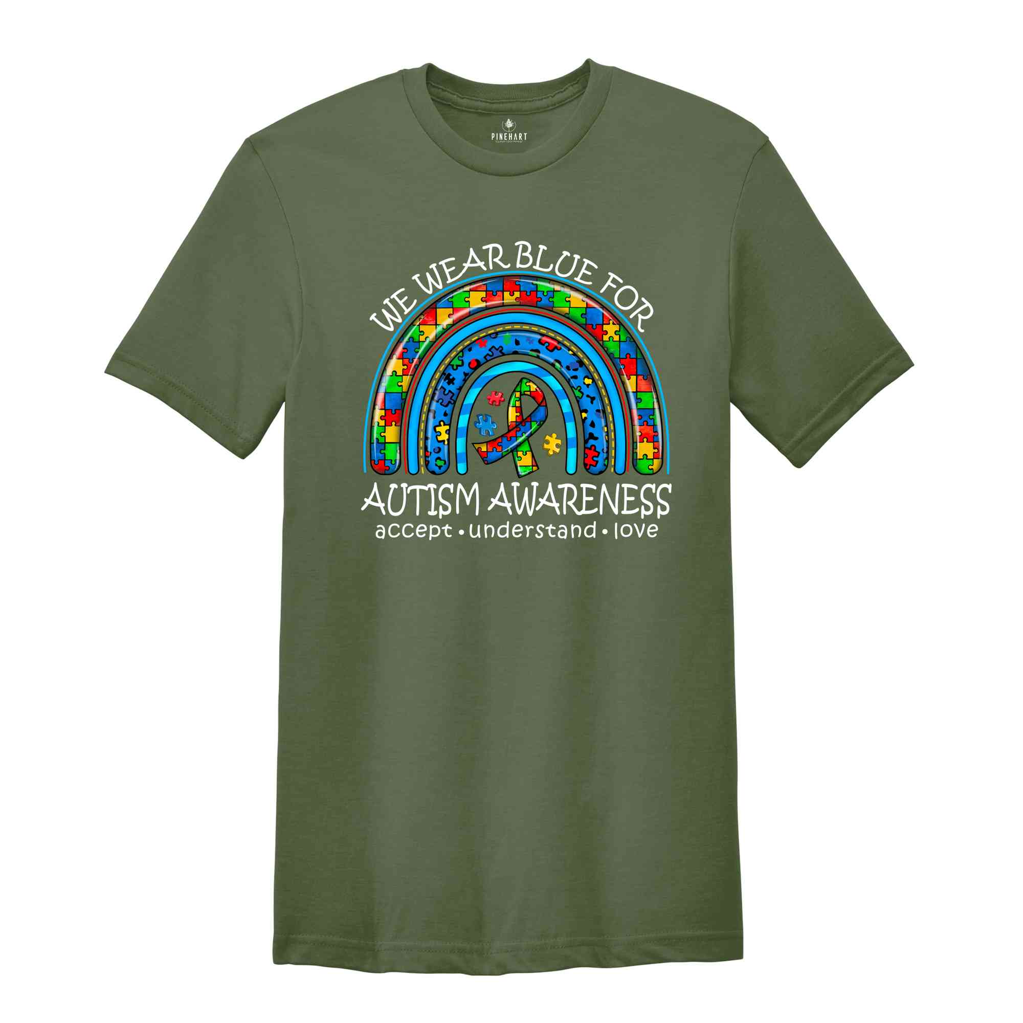 We Wear Blue For Autism Awareness Shirt, Autism Acceptence Shirt, Autism Awareness Shirt, ADHD Shirt, Rainbow Shirt, Puzzle Piece Shirt