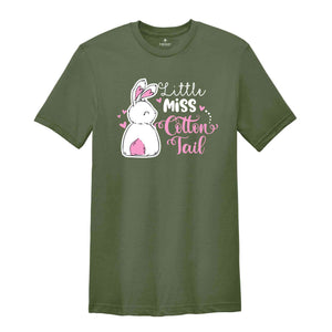 Little Miss Cotton Tail T-shirt, Bunny Lover Shirt, Easter Party Tee, Happy Easter 2024 Gift, Cute Easter Gift