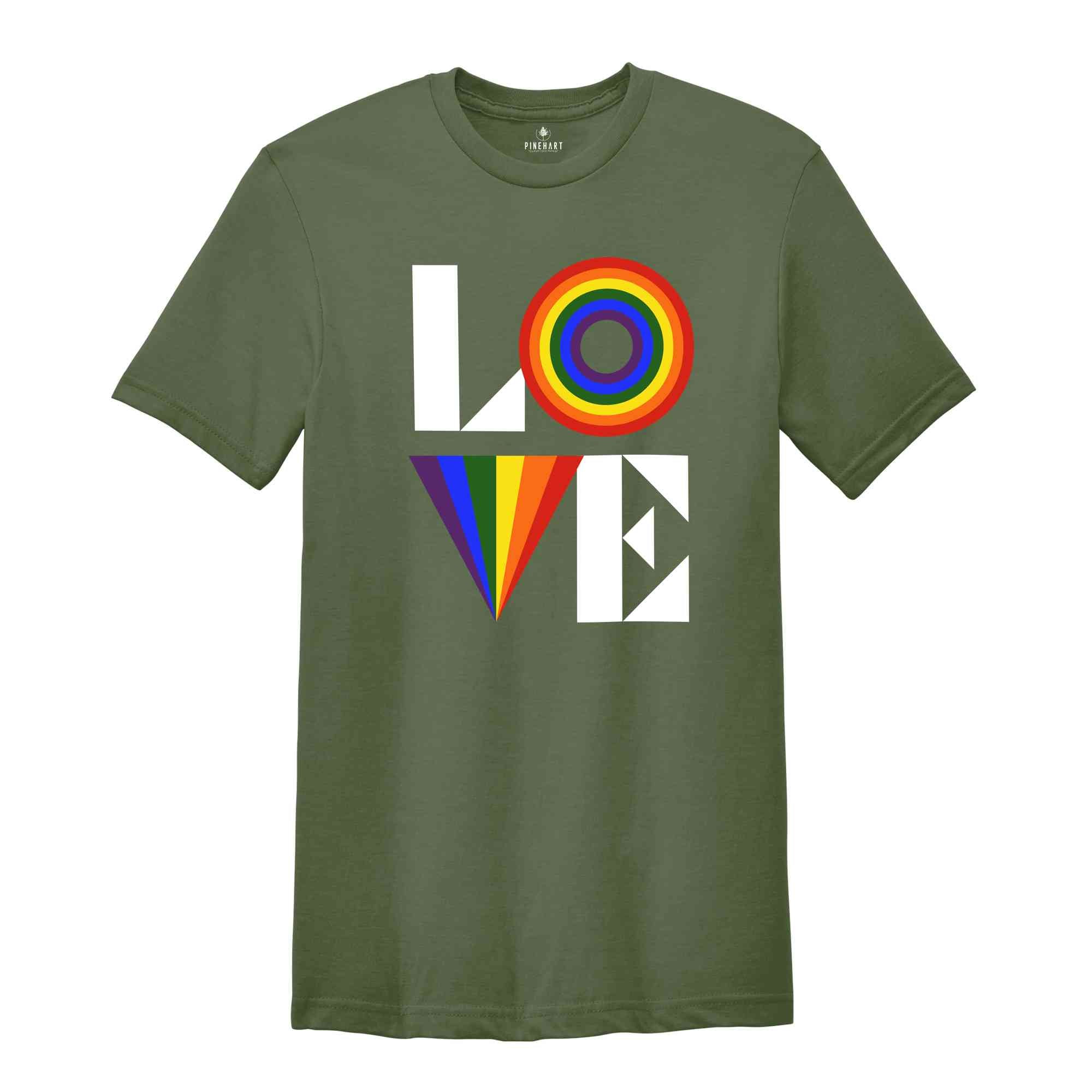 Rainbow Themed Gay Pride Shirt, LGBT Trans Pride Month T-Shirt, Love Wins Gay Rainbow T-Shirt, LGBTQ Ally Tee