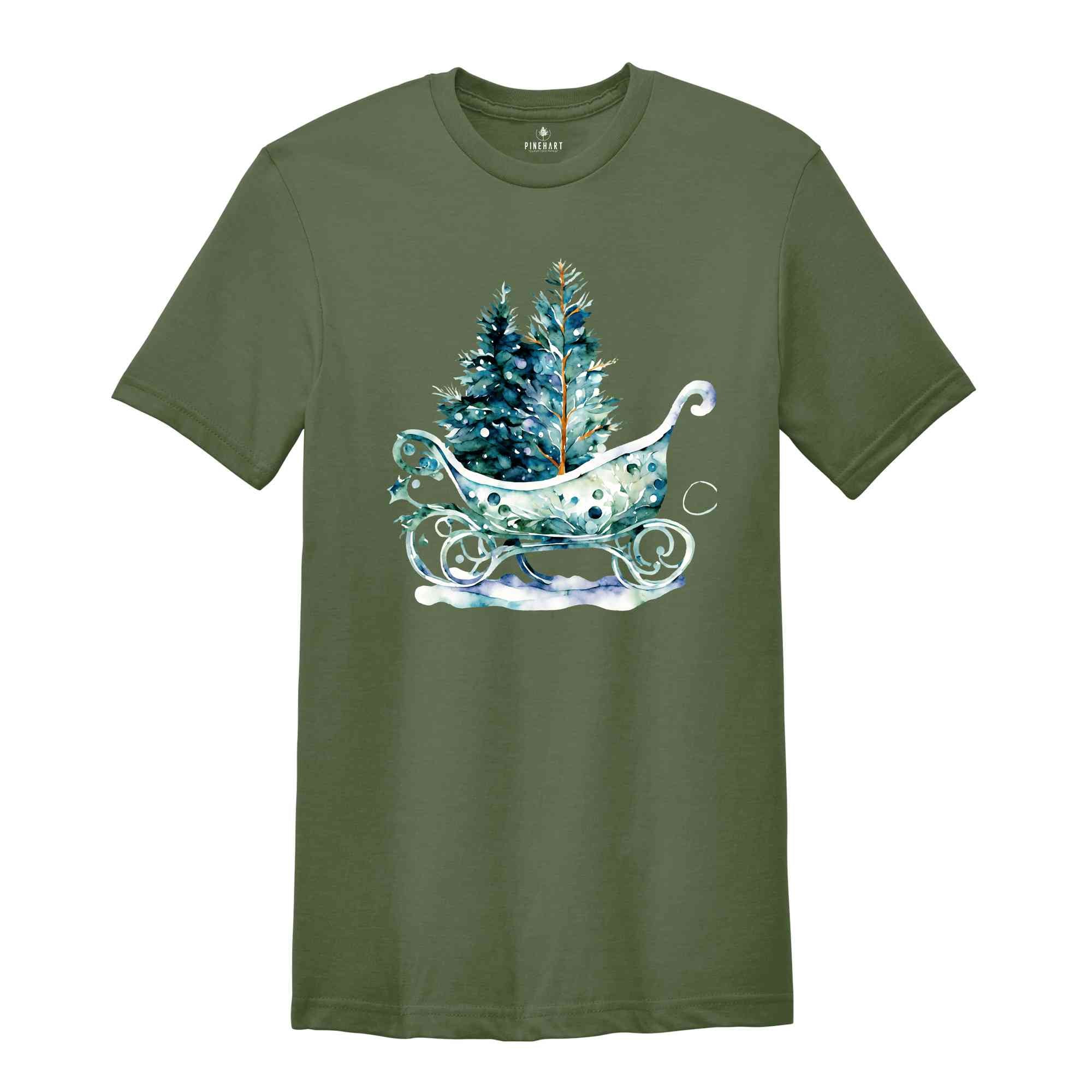 Christmas Sleigh T-shirt, Christmas Shirt, Winter Shirt, Christmas Tree Shirt, Christmas Gifts, Christmas Season Shirt