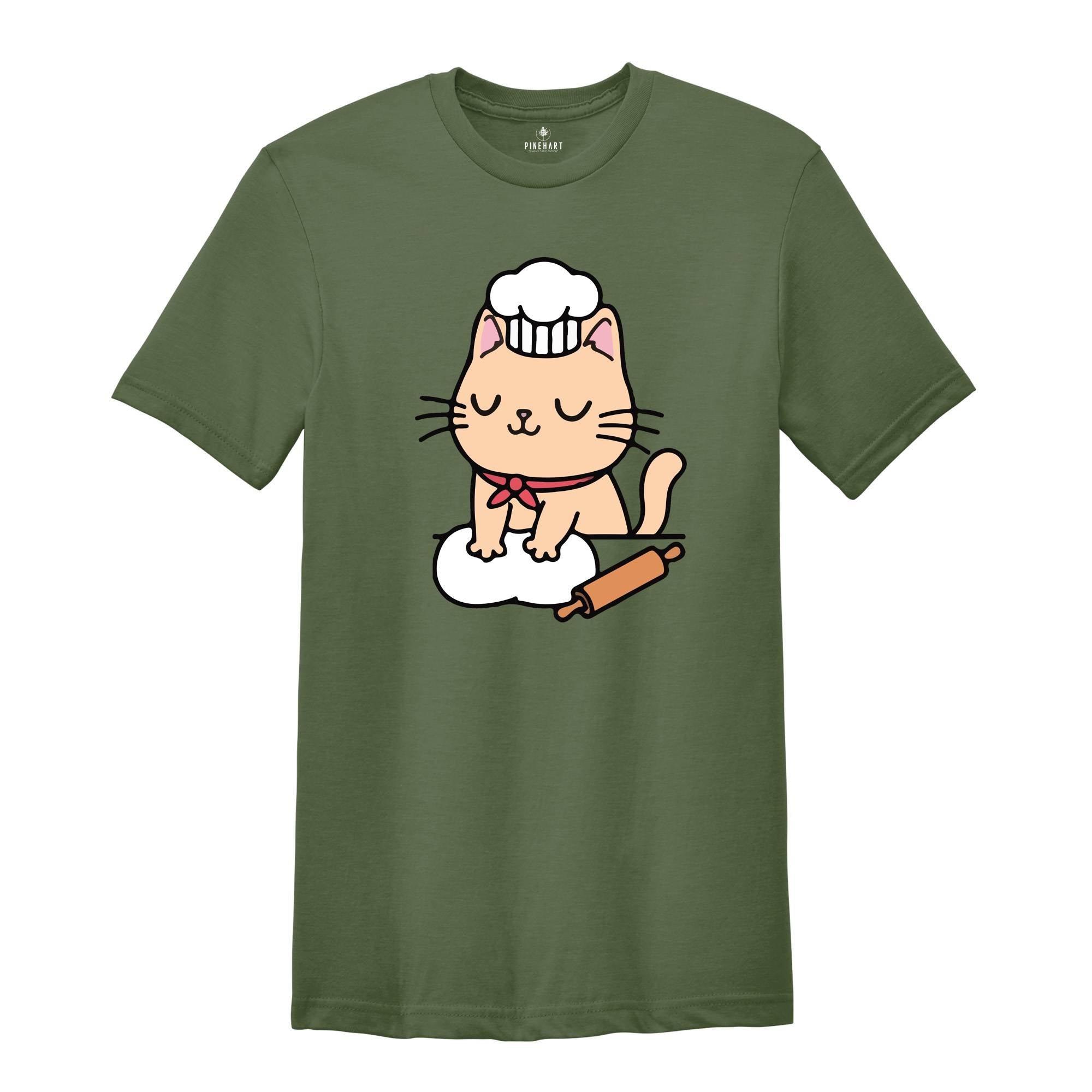 Chef Cat Shirt, Cat T-Shirt, Funny Cat Making Biscuit Shirt, Kitty T-Shirt, Baking Cat Shirt, Cat Mom T-Shirt, Cat Lover Shirts, Baker Shirt