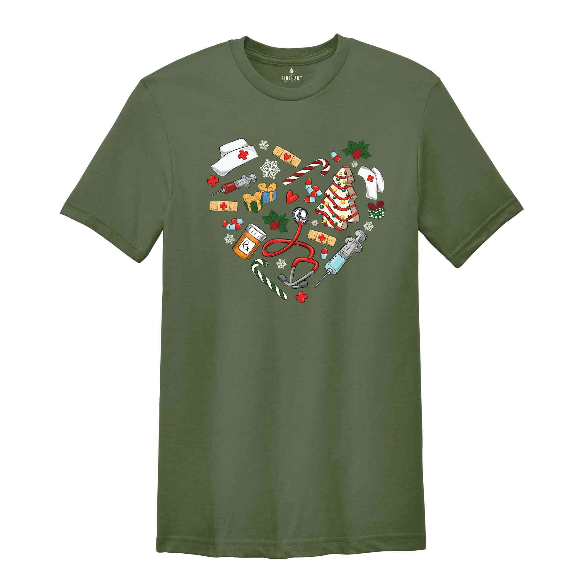 Heart Nurse Christmas Shirt, Nurse Shirt, Christmas Shirt, Christmas Nurse Shirt, Love Christmas Shirt, Heart Nurse Shirt, Cute Nurse Shirt