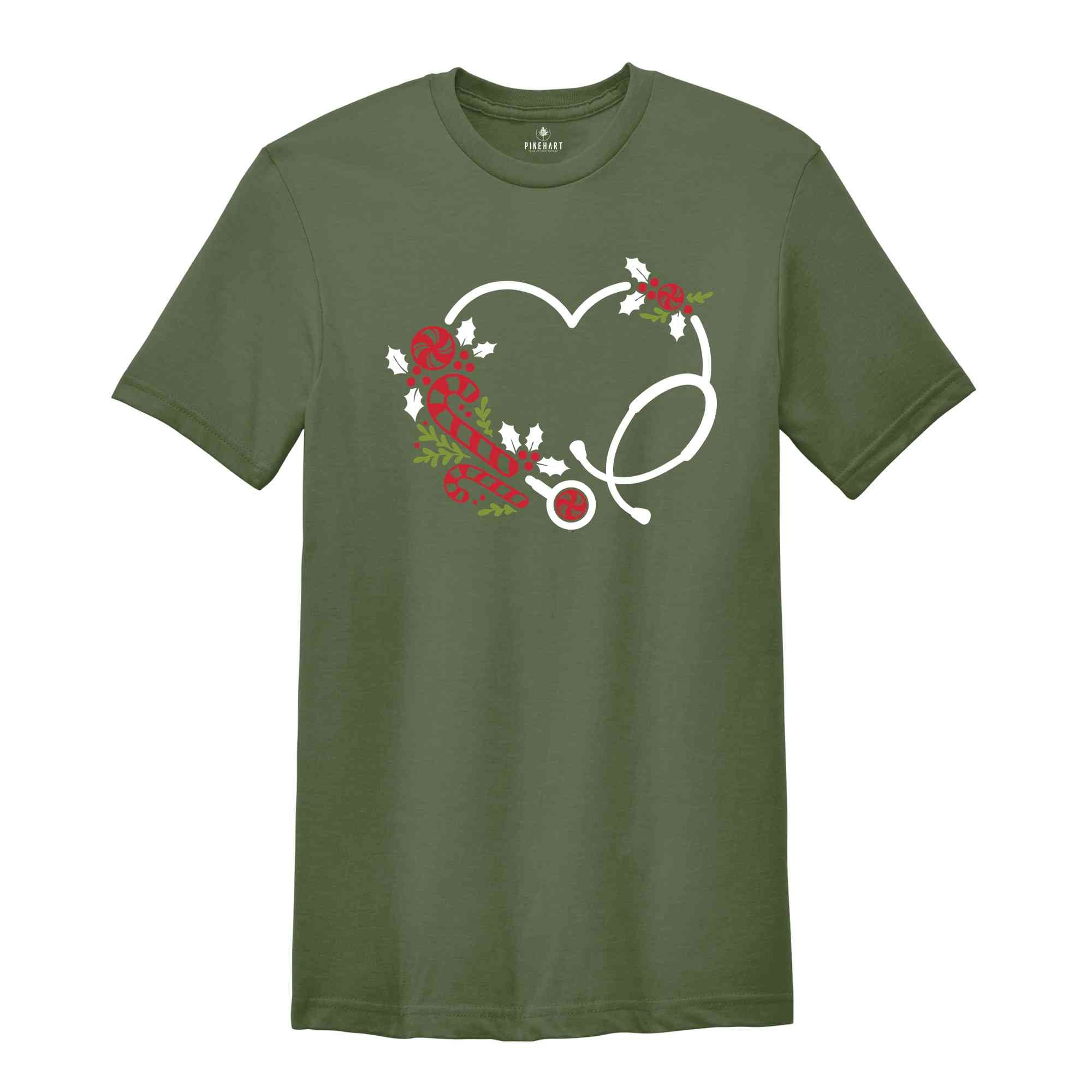 Nurse Christmas Shirt, 2024 Nurse Tee, Stethoscope Heart Shirt, Registered Nurse Tees, Christmas Gift for Nurse, Nursing School Shirt