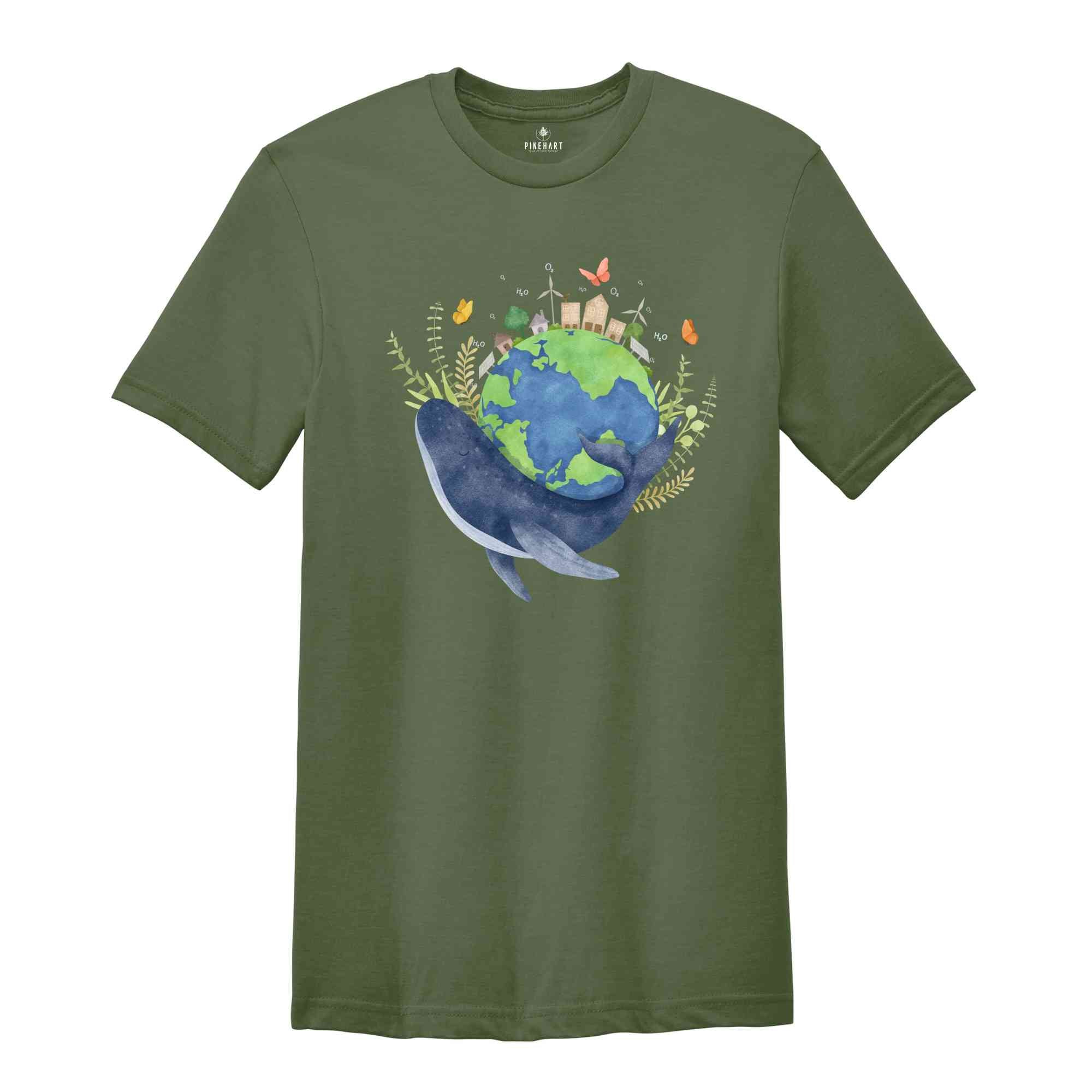 Eco Warrior Sweatshirt, Eco Conscious Whale Tee, Earth Preservation Shirt, Environmental Activist Apparel, Save The Planet Organic Cotton T-Shirt