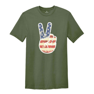 America Peace T-Shirt, America Shirt, Patriotic Shirt, Peace Sign Tee, 4th Of July Celebrations Shirt, Independence Day Shirt