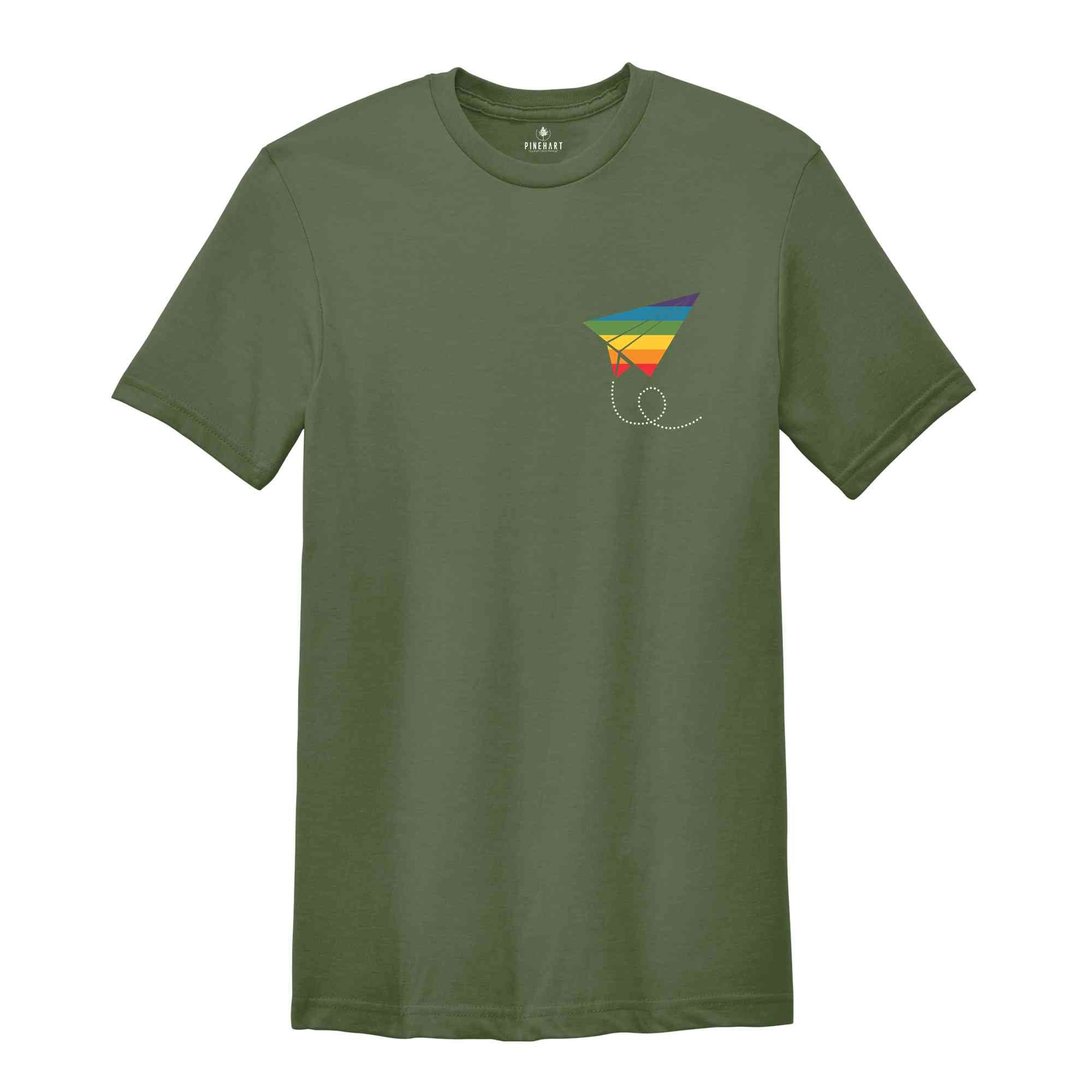 Pride Paper Plane Shirt, LGBT Flag Shirt, Bisexual Shirt, Lesbian T-Shirt, Rainbow Shirt, LGBT Pocket Shirt, Gay Pride Shirt