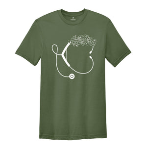 Floral Stethoscope Shirt, Stethoscope T-Shirt, Healthcare Worker Tee, Floral Nurse Shirt, Nursing School Gift, Medical Assistant