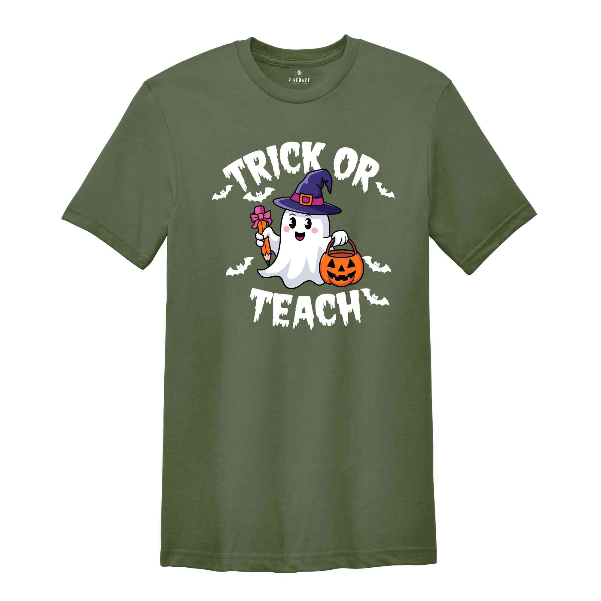 Trick or Teach Shirt, Teacher Halloween Shirt, Halloween Teacher Shirt, Spooky Teacher Shirt, Retro Ghost Teacher Shirt