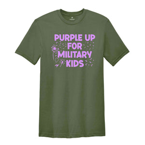 Purple Up for Military Kids Crewneck Sweatshirt, Military Child Month Awareness Shirt, Military Gifts for Kids, Military Kids Cotton Shirt