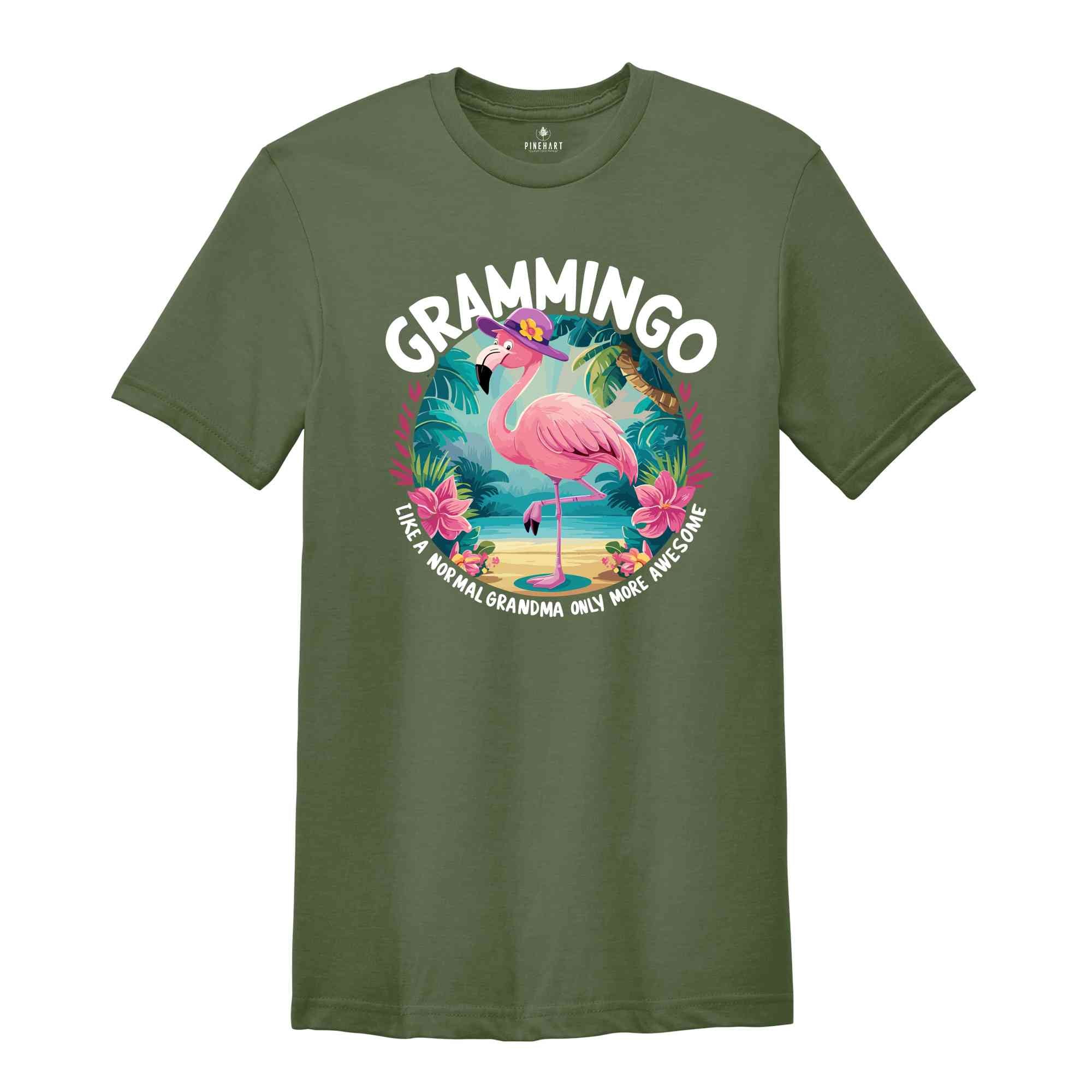 Grammingo Grandma Shirt, Grandma Gift, Grandma Shirt, Flamingo Grammingo Like A Normal Grandma Only More Awesome TShirt