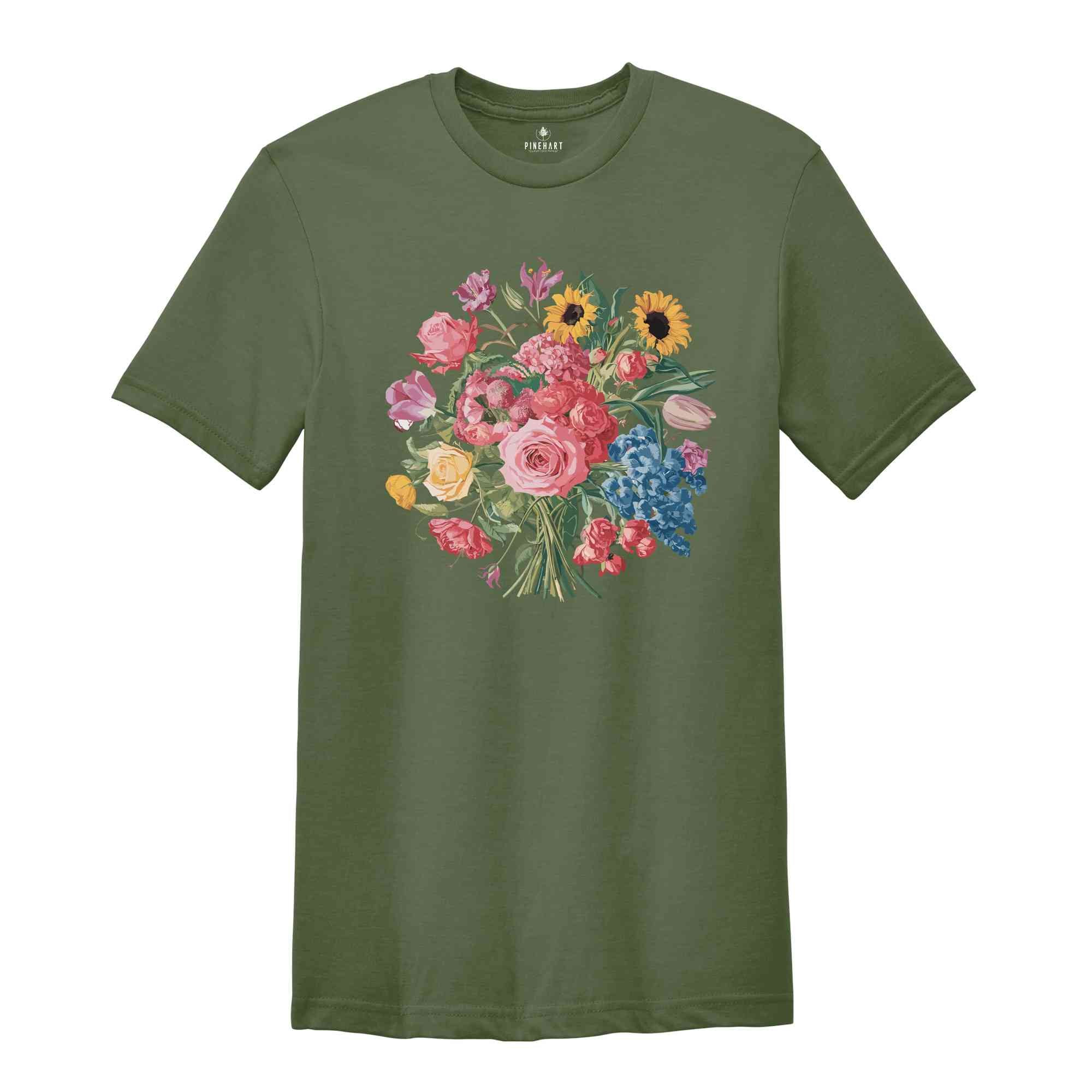 Wild Flowers T-Shirt, Vintage Botanical Tee, Pastel Floral Nature T-Shirt, Garden Lover Tee, Flower Lover Tee, Wildflowers Cottagecore Shirt