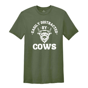 Easily Distracted By Cows T-shirt, Cow T-shirt, Animal Lover T-shirt, Cute Cow T-shirt, Funny Animal T-shirt