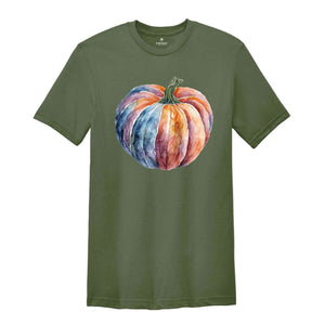 Watercolor Pumpkin T-shirt, Colorful Pumpkin Shirt, Halloween Shirt, Autumn Shirt, Cute Fall Shirt, Gifts For Halloween