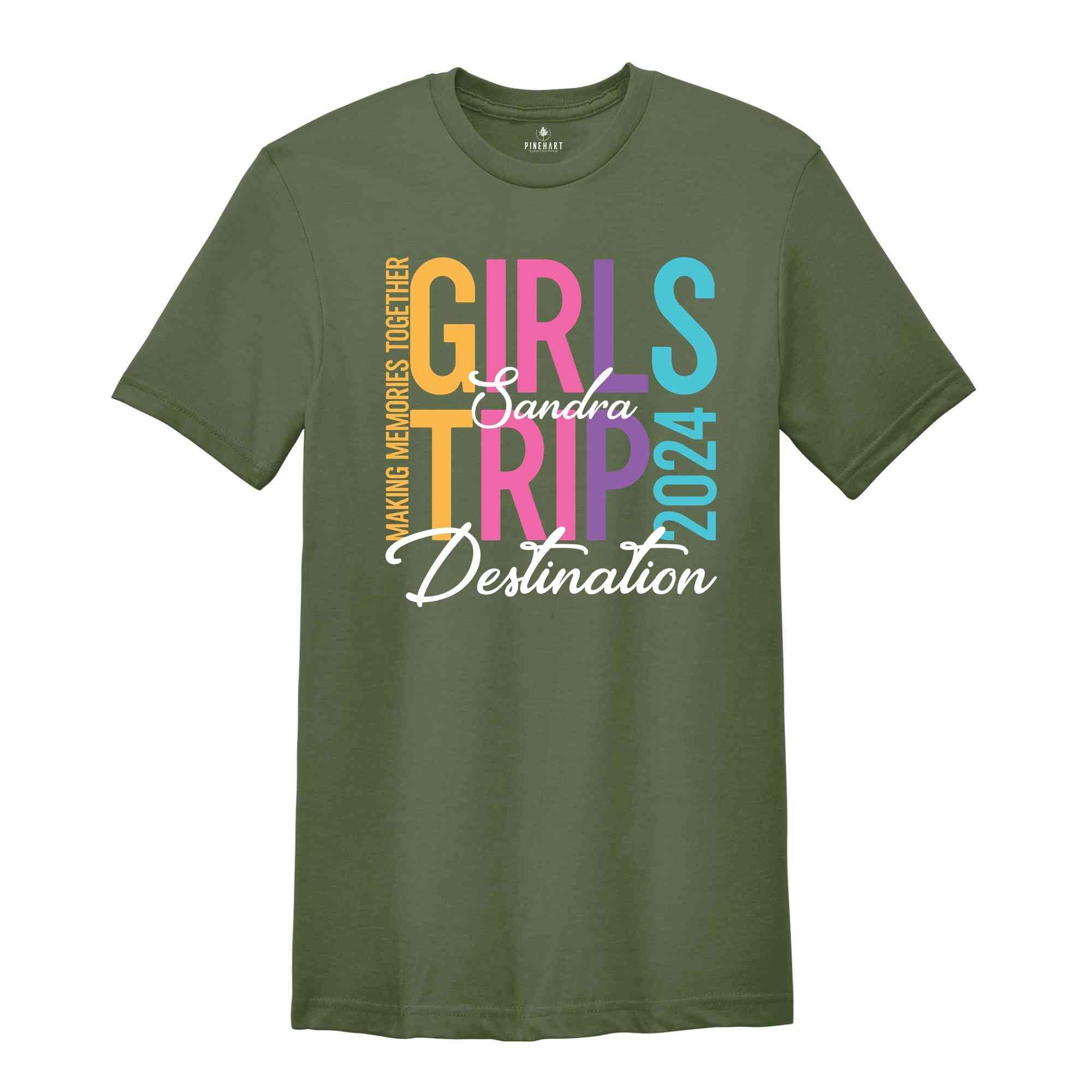 Custom Girls Trip 2024 Shirt, Personalized Girl Vacation Shirt, Weekend Matching Shirts, Beach Shirt, Summer Shirt, Vacay Mode Shirt