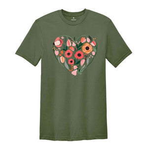 Wildflower Floral Shirt, Flower heart shirt ,Womens Flower Shirt, Botanical Shirt, Nature Lover Shirt, Spring Shirt