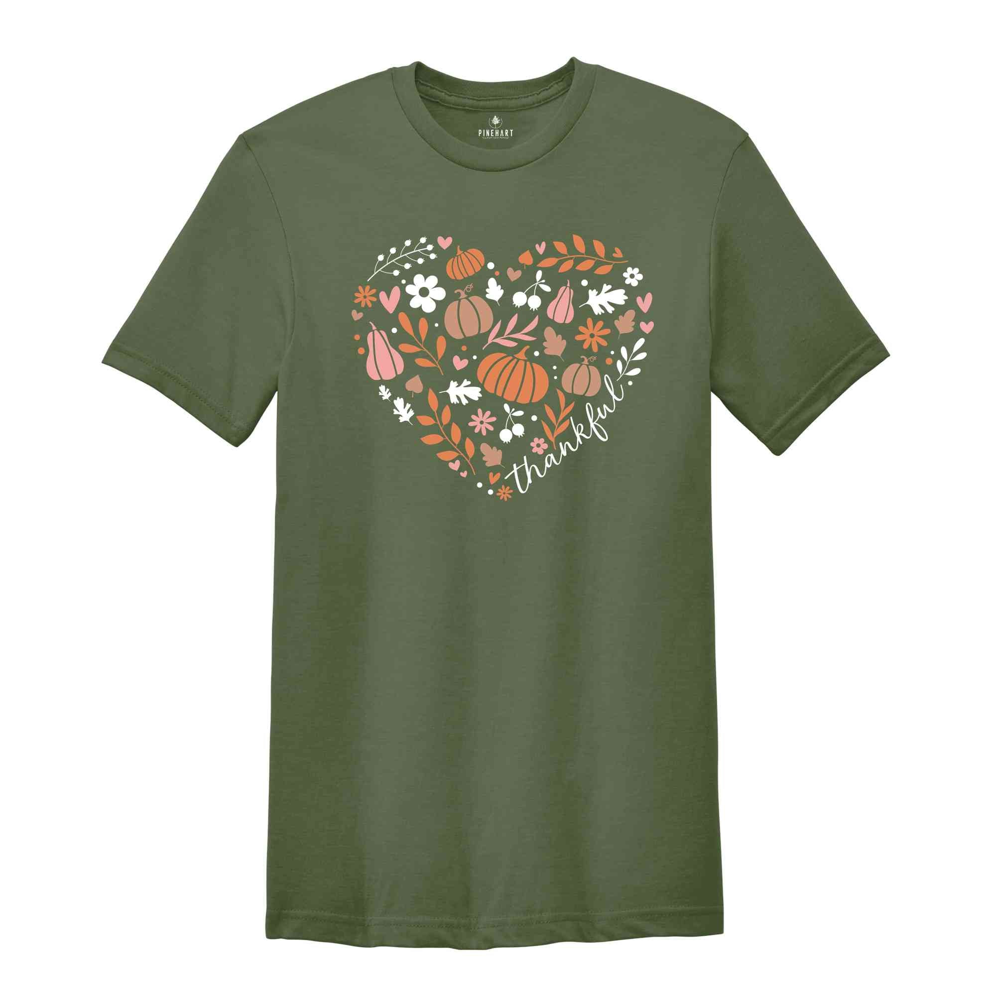 Thankful Shirt, Fall Season Heart Shirt, Pumpkin Lover Shirt Cozy Season Shirt, Happy Thanksgiving Shirt, Thanksgiving Crewneck