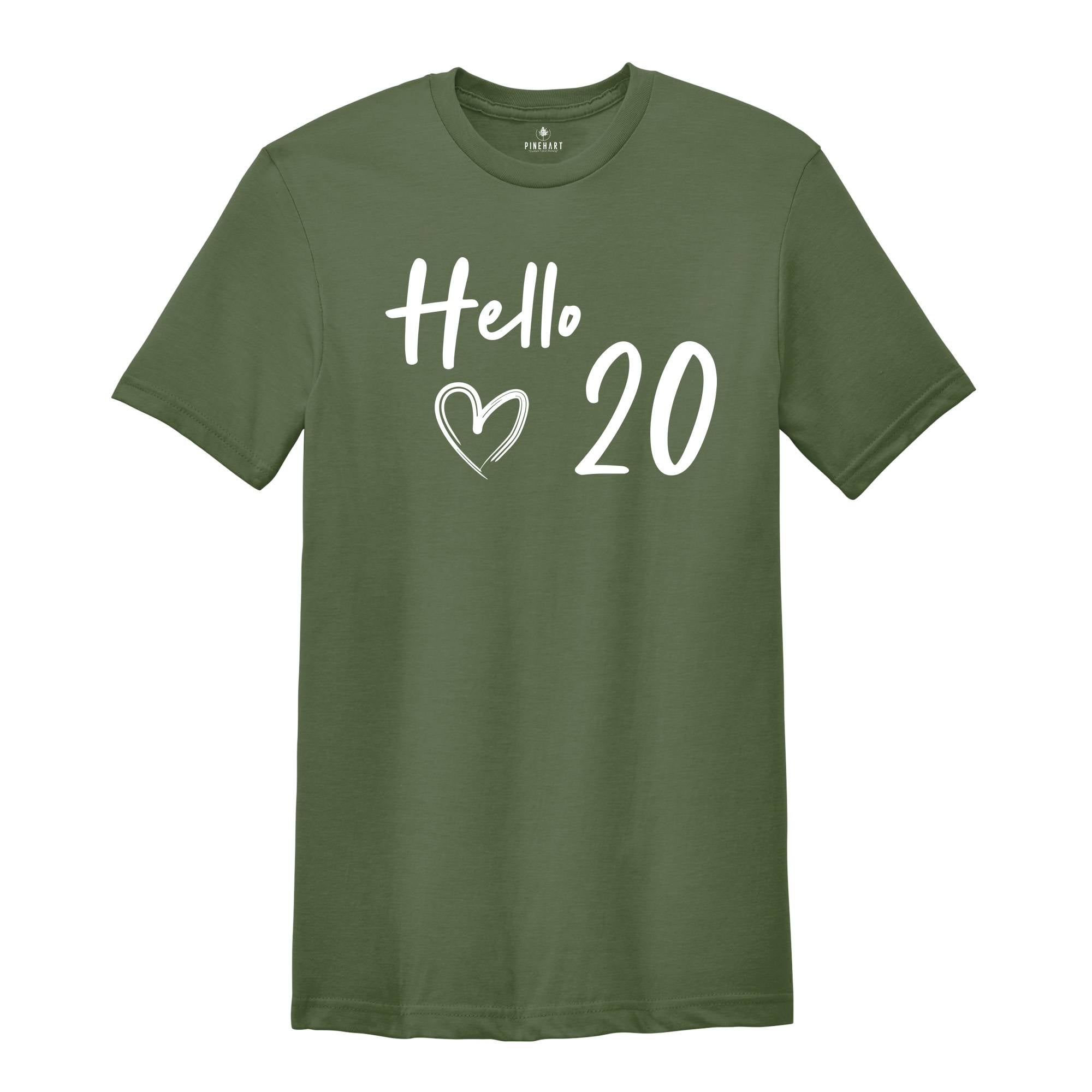 20th Birthday Shirt, Hello 20 T-Shirt, 2004 Birthday Shirt, 20th Birthday Gift, Twenty And Fabulous, 2004 birthday tee