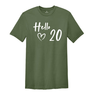 20th Birthday Shirt, Hello 20 T-Shirt, 2004 Birthday Shirt, 20th Birthday Gift, Twenty And Fabulous, 2004 birthday tee