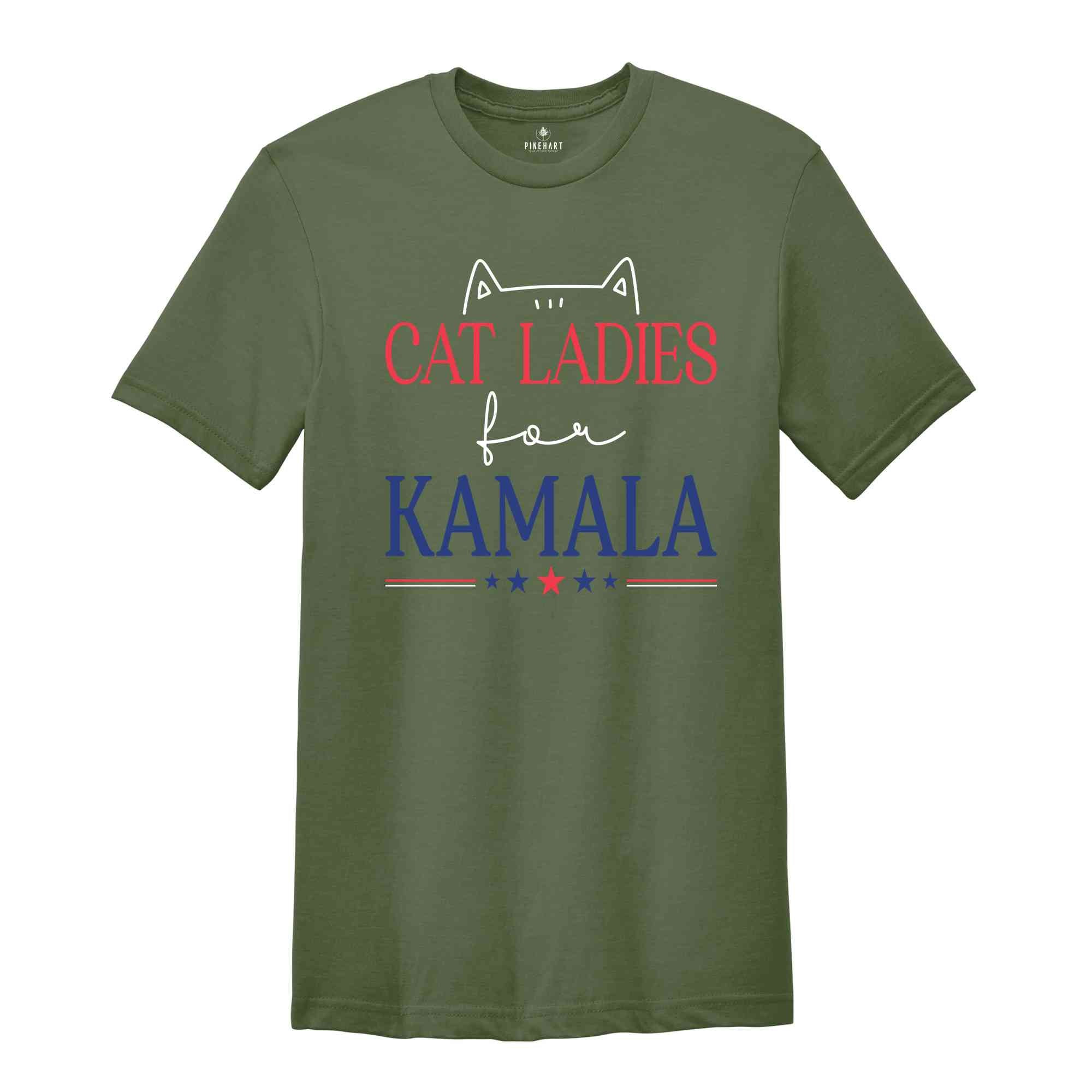 Cat Ladies For Kamala Shirt, Kamala Harris Shirt, Kamala 2024 Shirt, Cat Lover Shirt, Cat Shirt, Democrat Shirt, Cat Mom Shirt