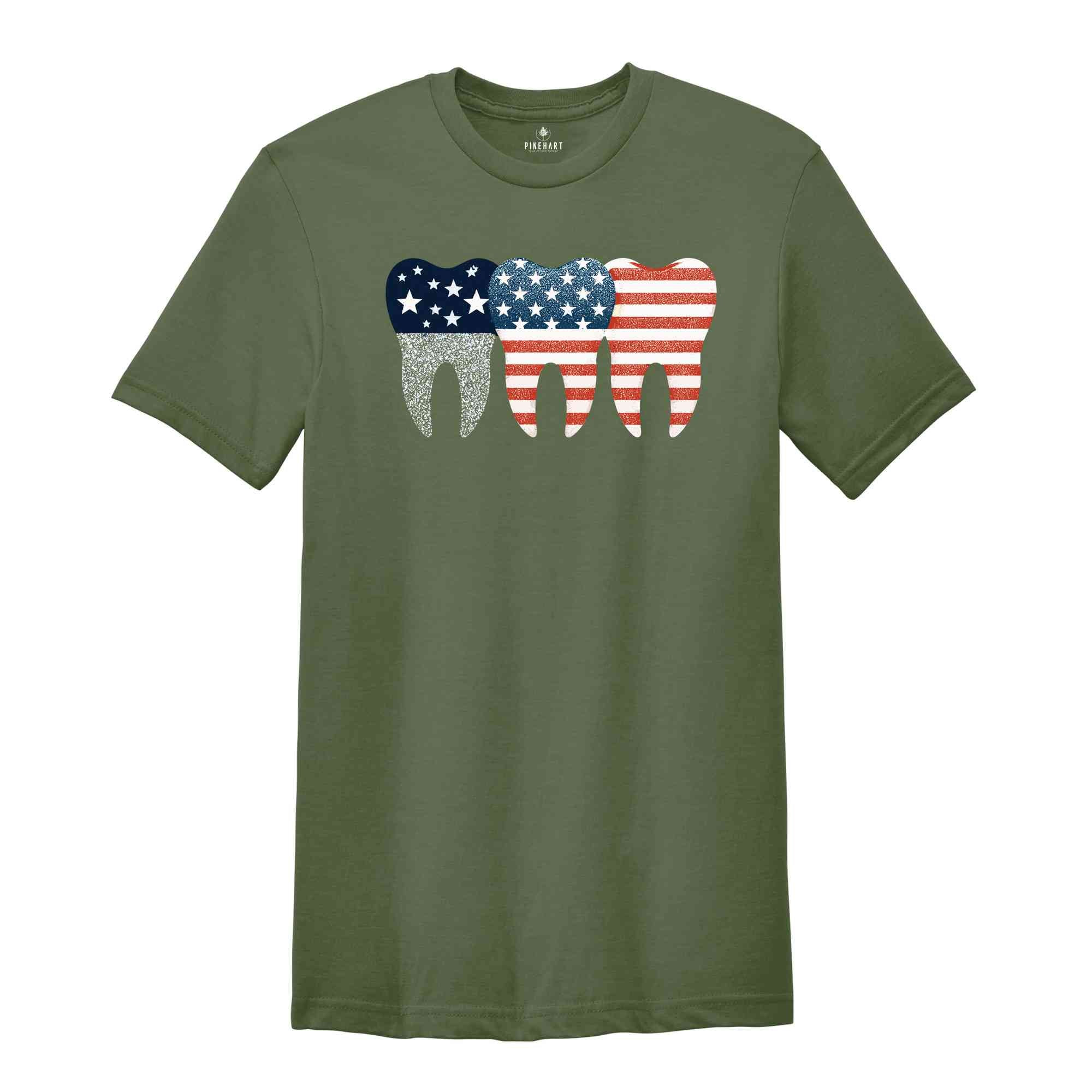 4th of July Dental Shirt, American Dentist Tee, Gift For Dentist, Independence Day Celebration Shirt, Dental Squad Tee