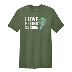 I Love Peeing Outside Camping Shirt, Funny Camping T-Shirt, Peeing In The Bushes Shirt, Camping Scene Tee