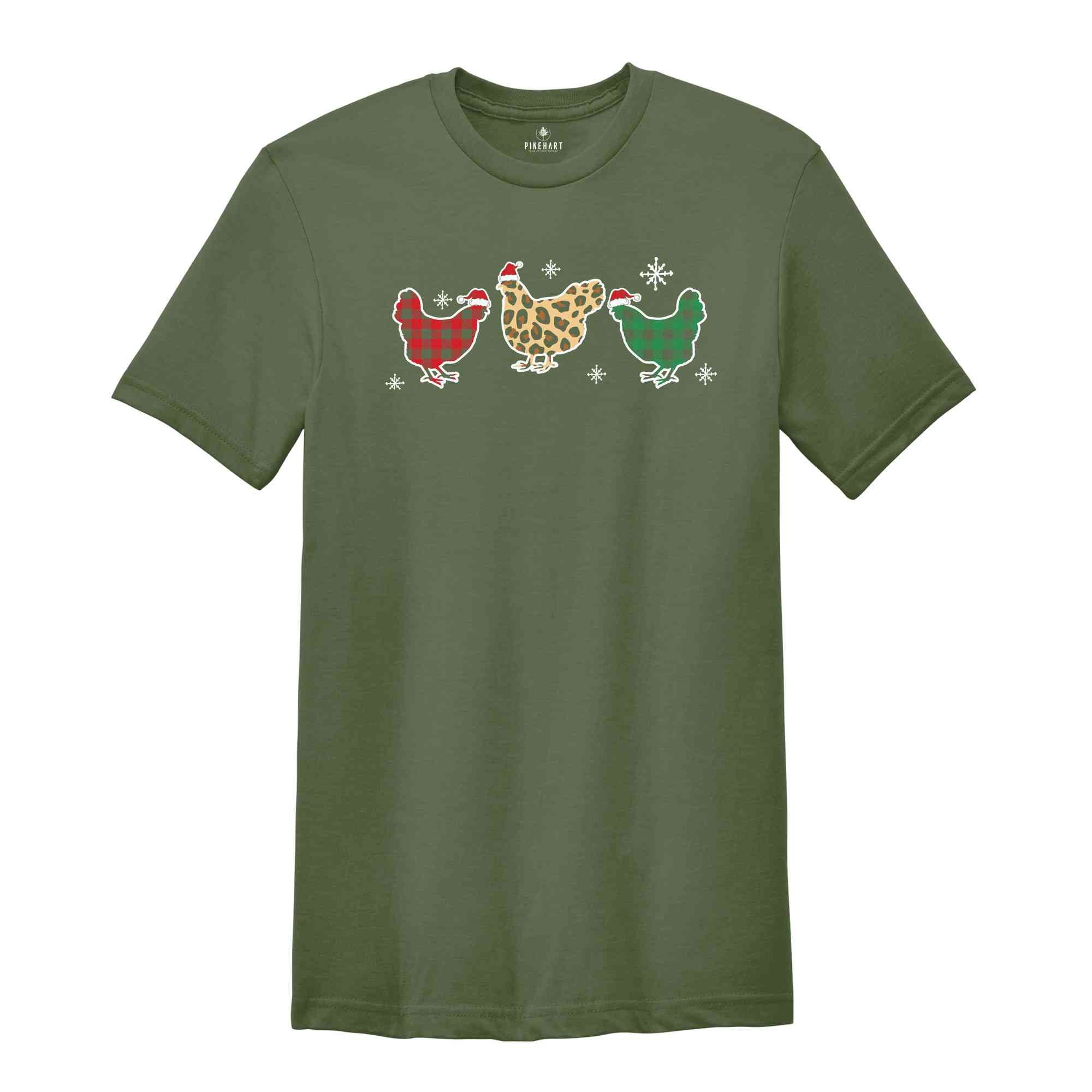 Cute Christmas Chicken Shirt, Christmas Party Shirt, Christmas Gift, Chicken Christmas Tree, 2024 Christmas Gifts