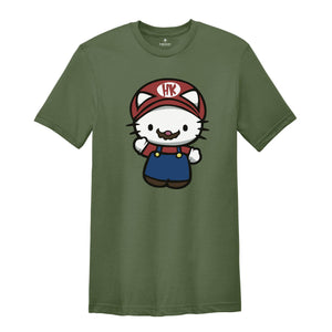 Hello Kitty Super Mario Shirt, Cute Mario Shirt, Adorable Shirt, Super Mario Gift, Super Mario Lover Tee, Hello Kitty Fan Gift