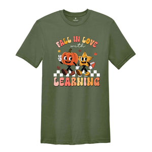 Fall In Love With Learning Shirt, Teacher Shirt, Groovy Teacher Shirt, Teacher Fall Shirt, Teacher Pumpkin Shirt, Retro Teacher Shirt