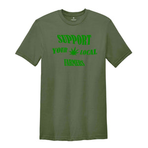 Funny Unisex Marijuana Leaf Graphic Shirts, Marijuana Gifts for Stoner Men, Crewneck Support Your Local Farmers Weed T-Shirt, Stoner Gifts