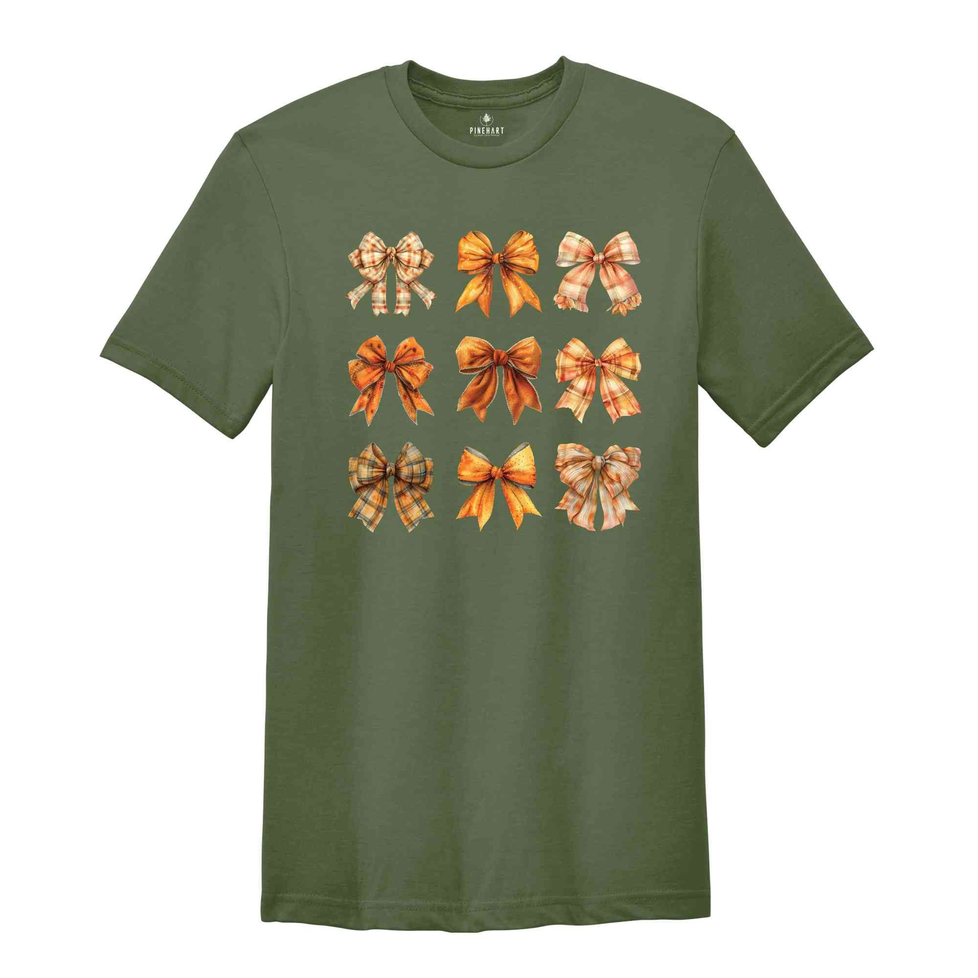 Fall Bows Shirt, Retro Fall Shirt, Pumpkin Bows Shirt, Fall Shirt, Halloween Shirt, Fall Coquette Shirt, Bows Shirt, Coquette Shirt