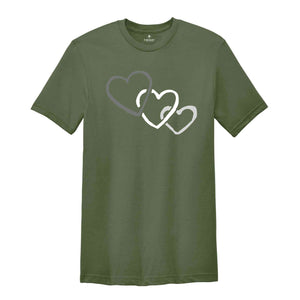 Intertwined Heart T-Shirt, Black and White Hearts Tee, Cute Hearts Shirt, Birthday Gifts, Hearts Shirt