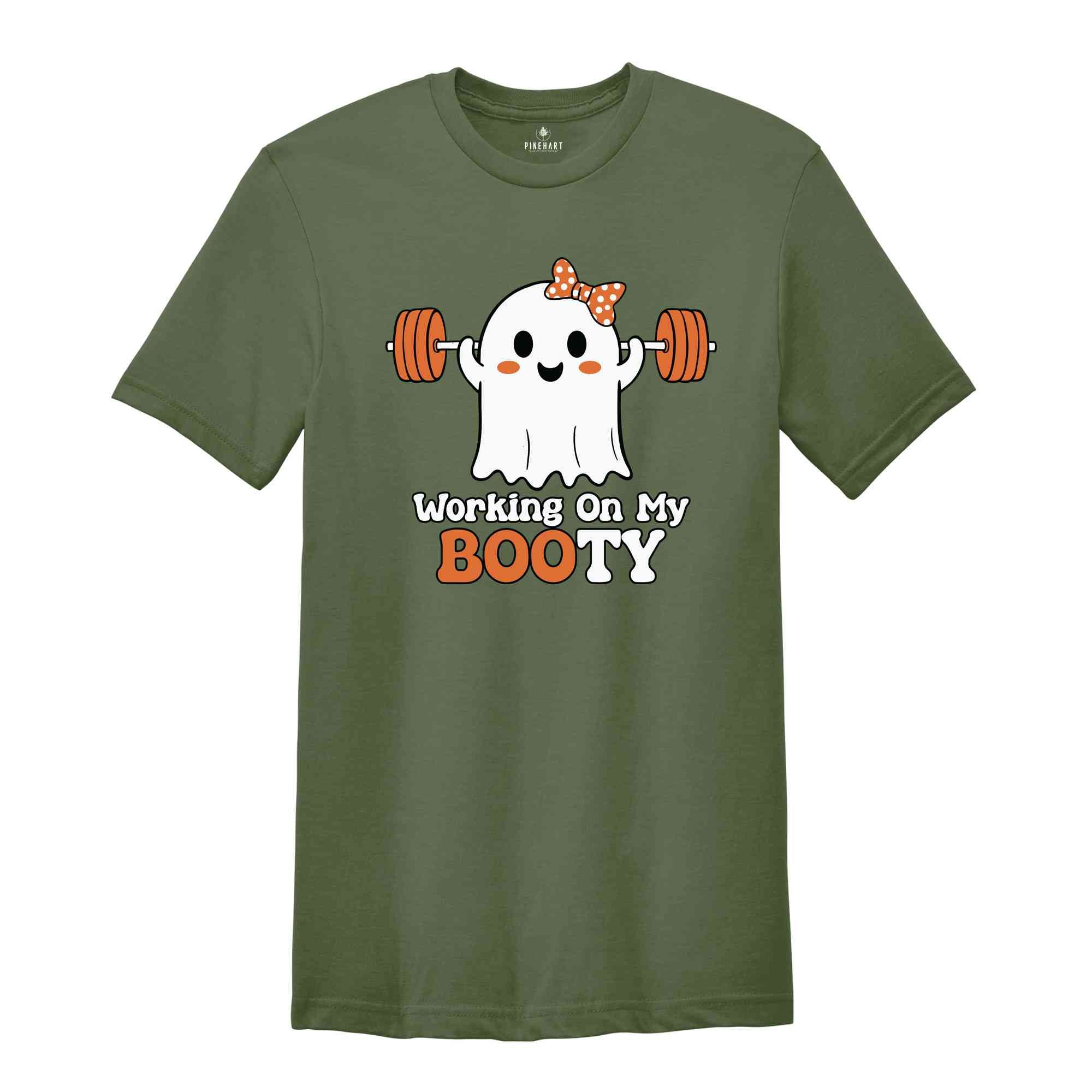 Working On My Booty Shirt, Women Halloween Shirt, Spooky Season Shirt, Cute Halloween Tee, Fitness Shirt, Gym Girl Shirt, Funny Halloween Te