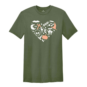 Love Halloween Shirt, Heart Halloween Shirt, Spooky Halloween Shirt, Cool Halloween Party Shirt, Cute Halloween Shirt, Halloween Lover Shirt