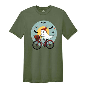 Ghost Bicycle Halloween Shirt, Halloween Ghost Shirt, Halloween Shirt, Fall Shirt, Halloween Party Shirt, Spooky Season Shirt, Spooky Shirt