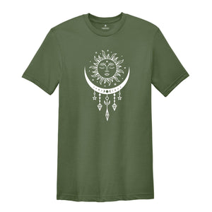 Mystic Sun And Moon Shirt, Moon Phase Shirt, Celestial Shirt, Boho Moon Shirt, Spiritual Shirt, Vintage Moon Shirt, Mystical Sun Shirt