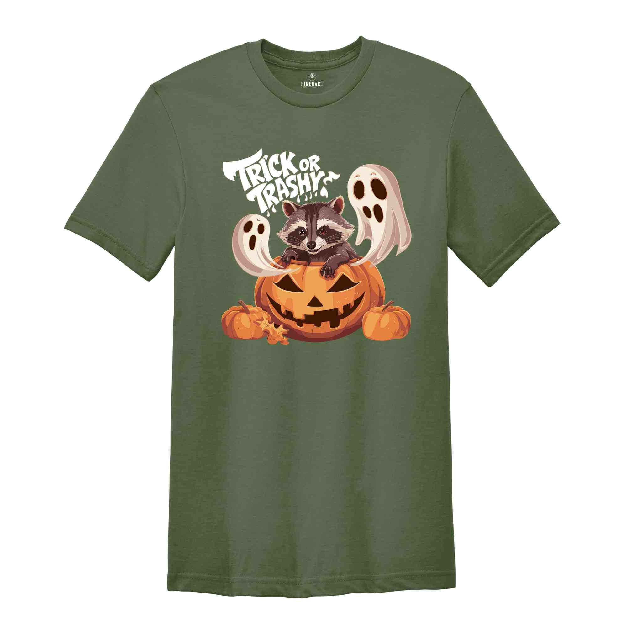 Trick or Trashy Raccoon Halloween Shirt, Retro Raccoon Tee, Cute Raccoon Shirt, Trendy Halloween Tee, Pumpkin Gift, Halloween Tee